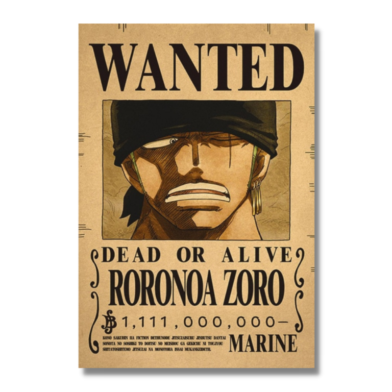 Poster One Piece Wanted Roronoa Zoro Manga Planète